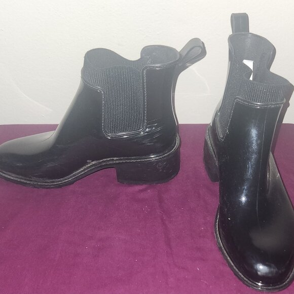 A New Day Shiny Rainboot Black Size 7 - Picture 3 of 7